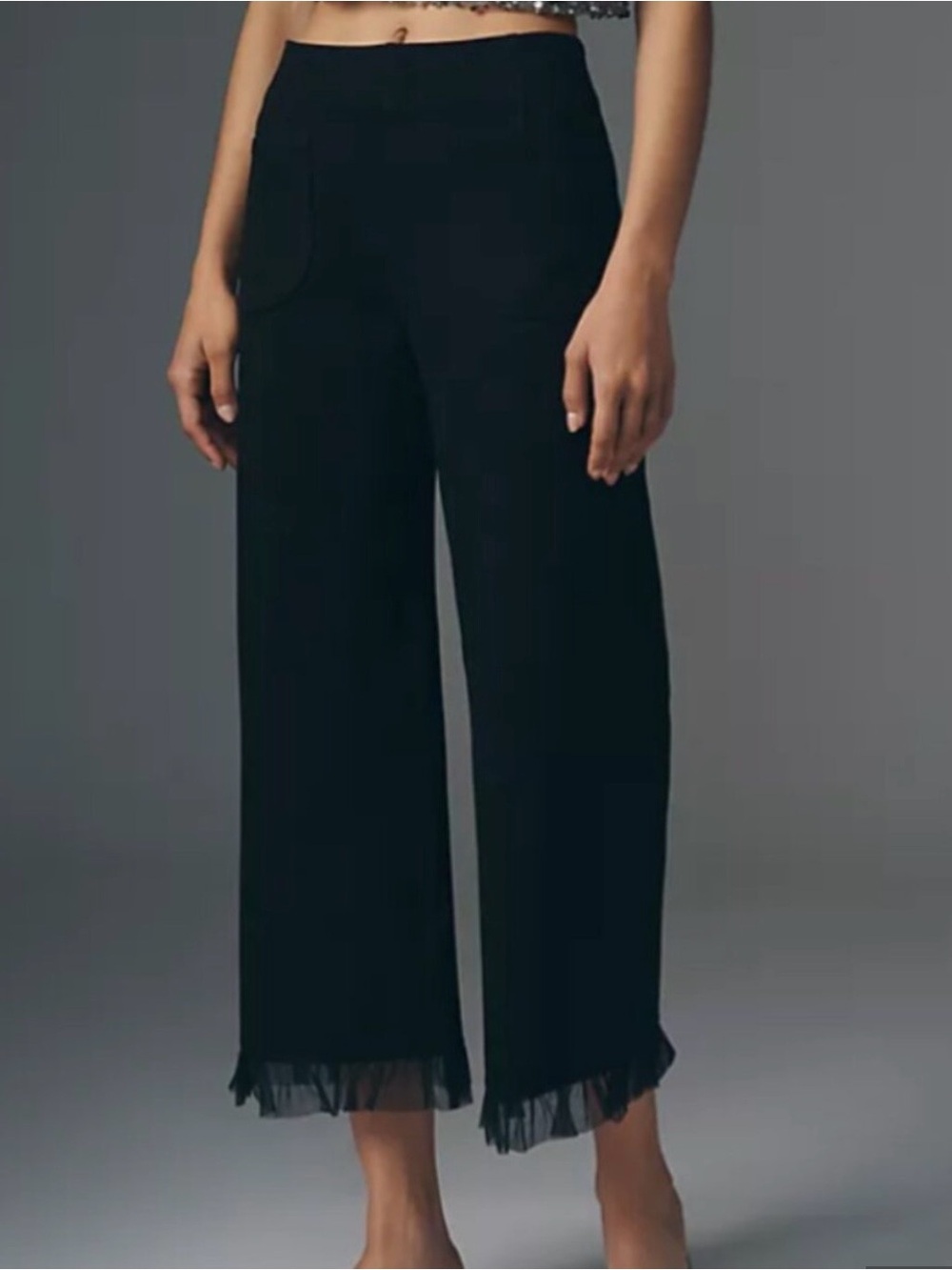 NWT Anthropologie Maeve Colette Wide-Leg CropTulle Hem Pants